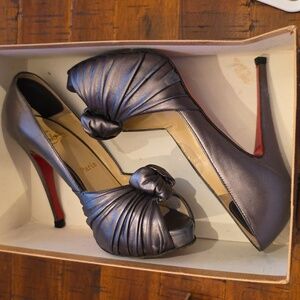 Silver Louboutin Jenny Heels, 36.5